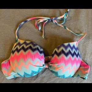 Women’s PINK Victoria’s Secret Tie Dye Funky Striped Bikini Top Size 34C